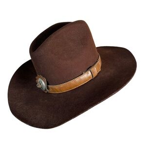 Longhorn concho vintage cowboy hat brown felt‎ wool western distressed tan